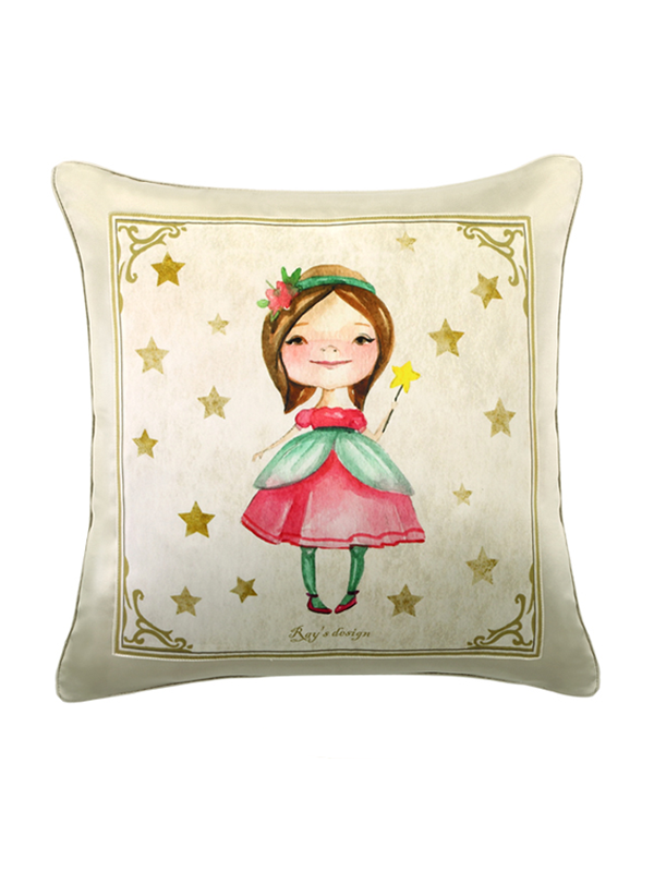 Princess Printed Decorative Cushion Silk Pillowcase