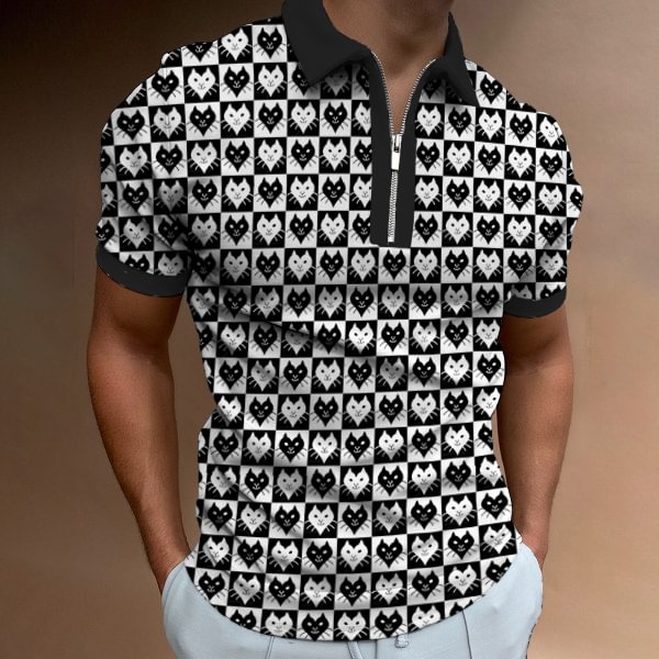 BrosWear Fashion Men's Plaid Short Sleeve Polo Shirt