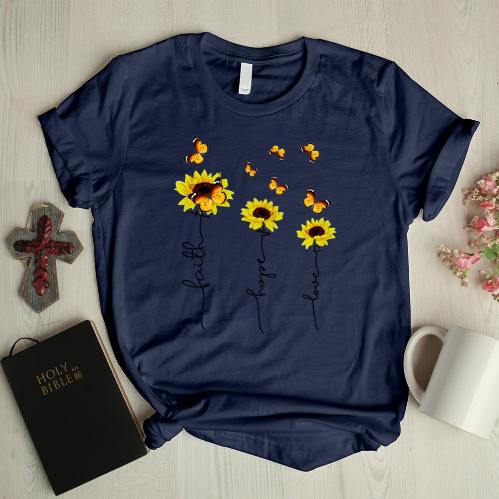 Faith sunflower print short sleeves graphic tees