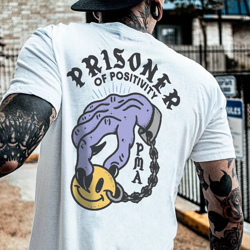 Cloeinc  Prisoner Of Positivity Printed Casual Men's Sports T-shirt - Cloeinc
