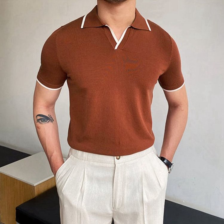 Casual Short Sleeve Knitwear Polo Shirts for Men