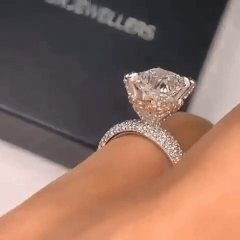 Engagement Ring Square Stone Bling Iced Out Women Ring-VESSFUL