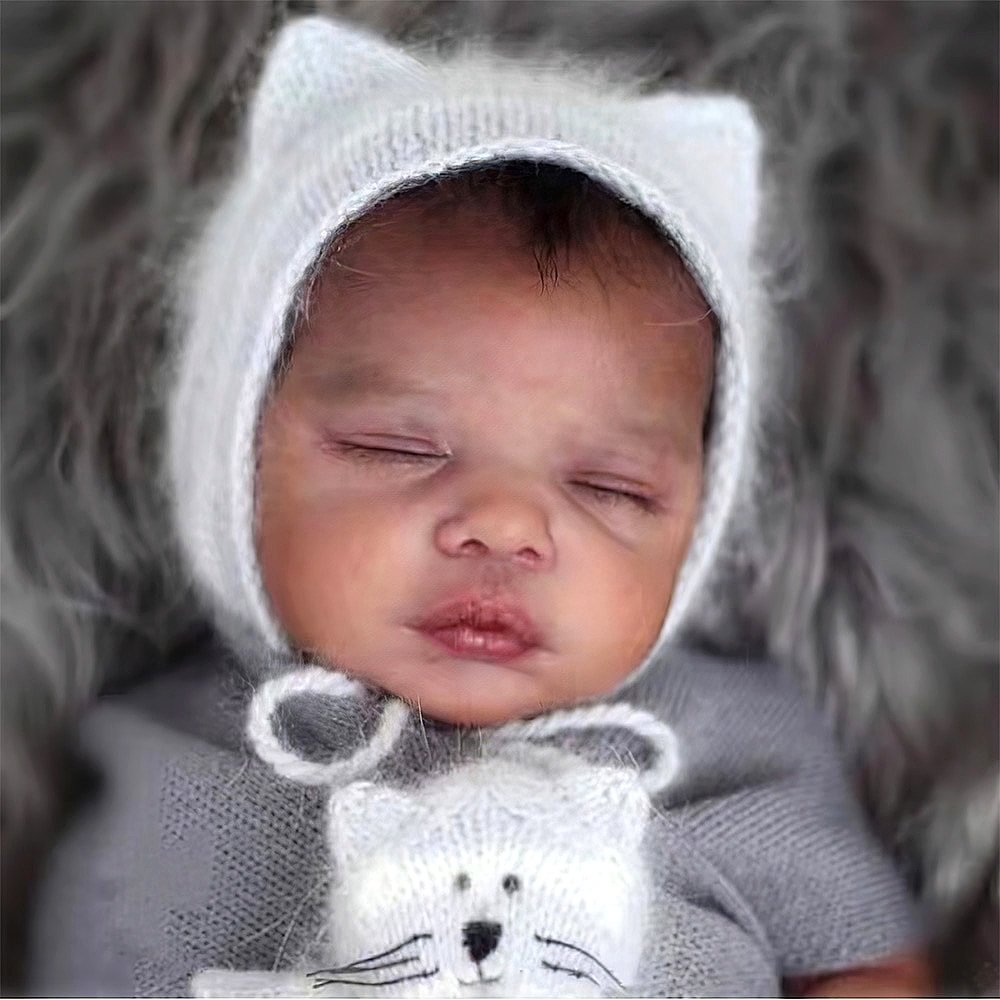 [New Series!]19”Look Real African American Girl Named Megan Cloth Body Reborn Newborn Baby Doll,Play with Children