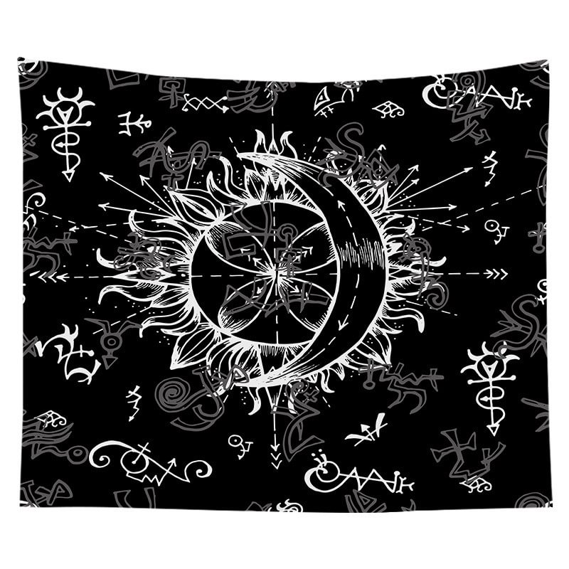 Minnieskull Sun Moon Letter Printed Room Decoration Background Cloth - Minnieskull