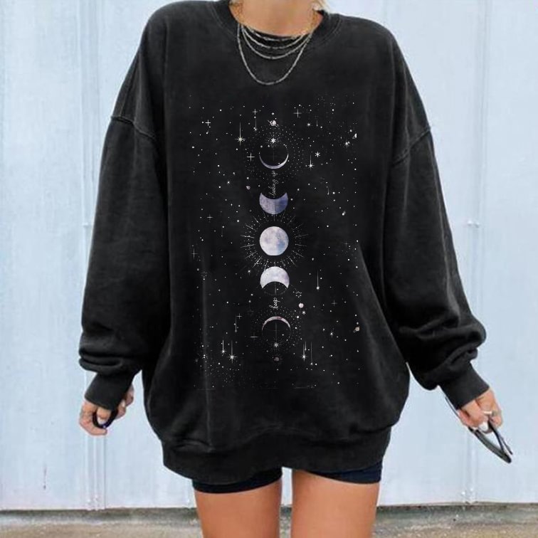   Moon Starry Sky Printed Women's Sweatshirt - Neojana