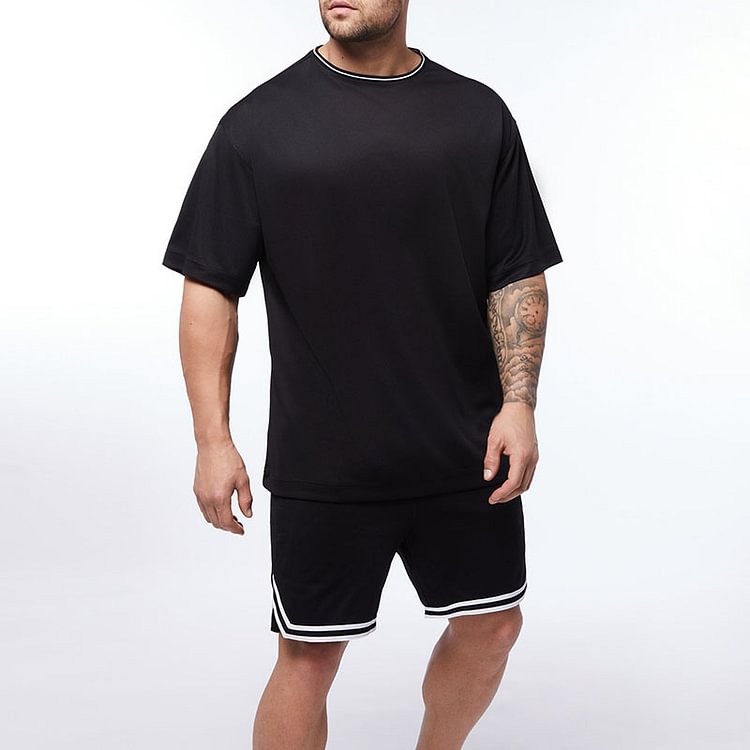 BrosWear Three Color Fashion Gradient T-Shirt And Shorts Two-Piece Set