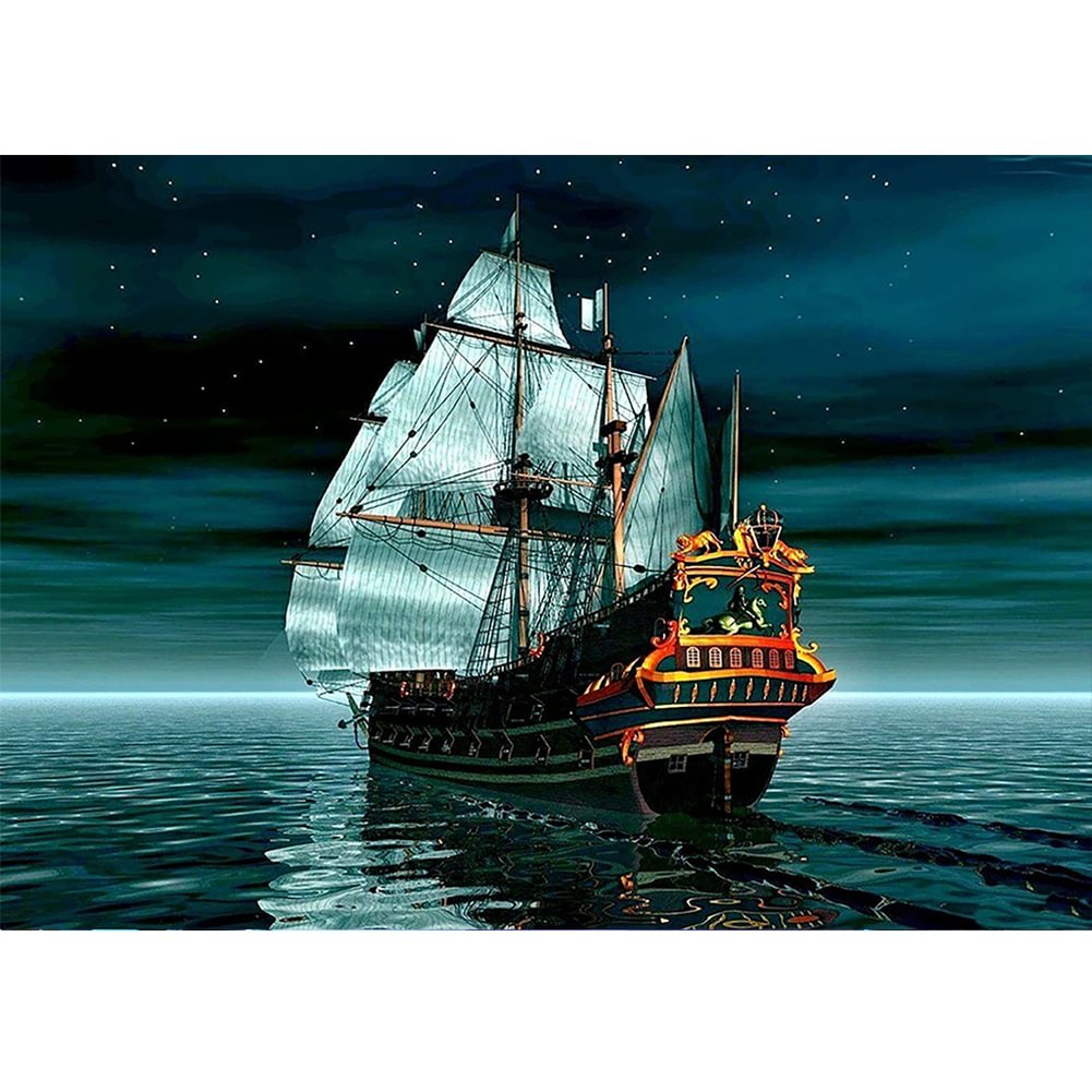Rhinestone  Fantasy Ship  (sk12) Diamond Painting 40*30CM