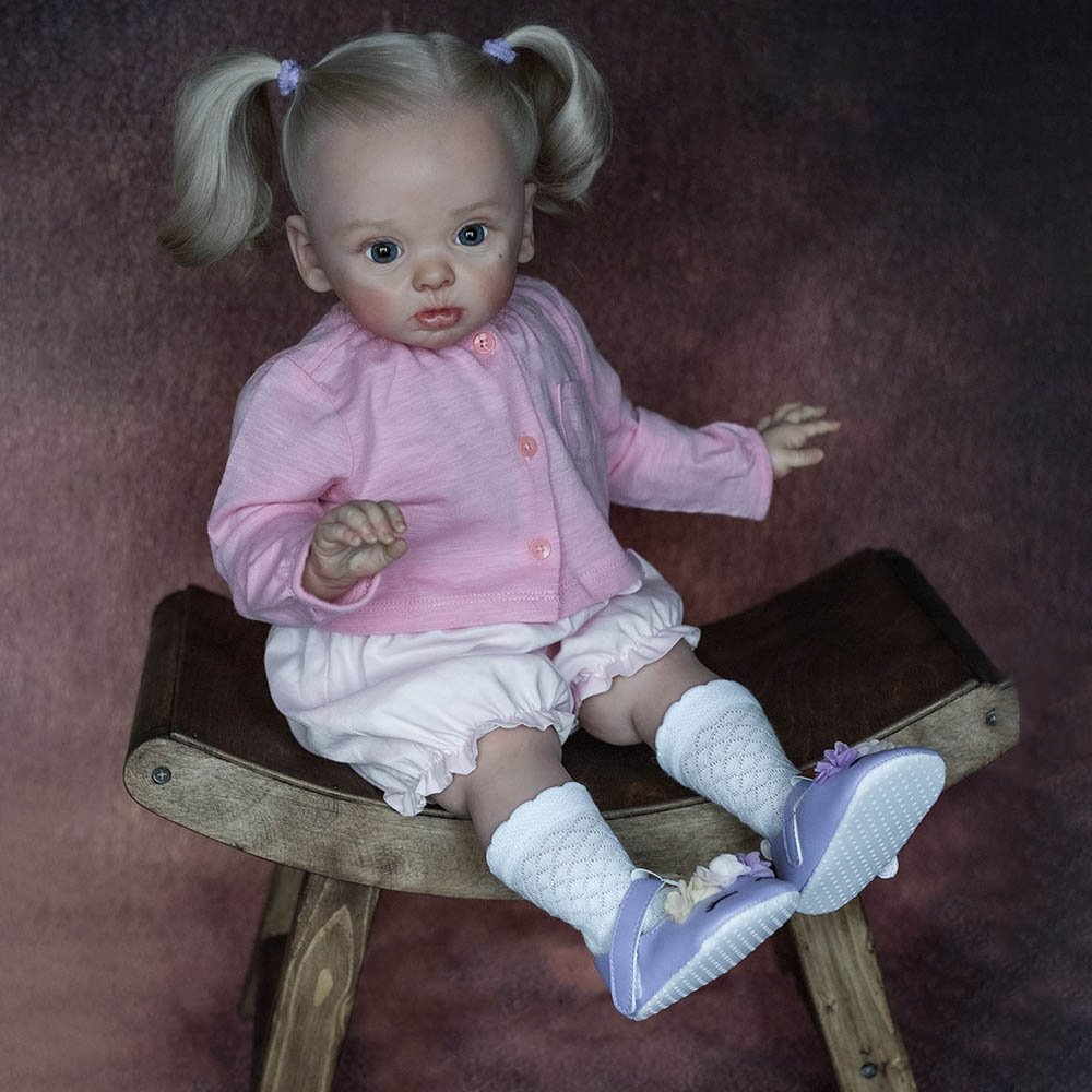 20'' Truly Baby Girl Soft Weighted Reborn Toddler Doll with Blue Eyes and Lovely Skimming Little Baby Named Xenia
