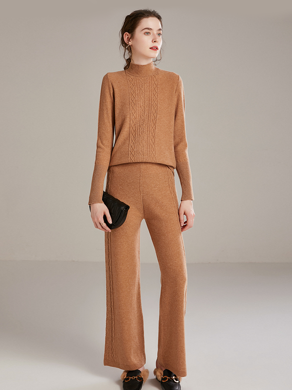 Cashmere Cable Knit Tracksuit| Multi-Colors Selected-Real Silk Life