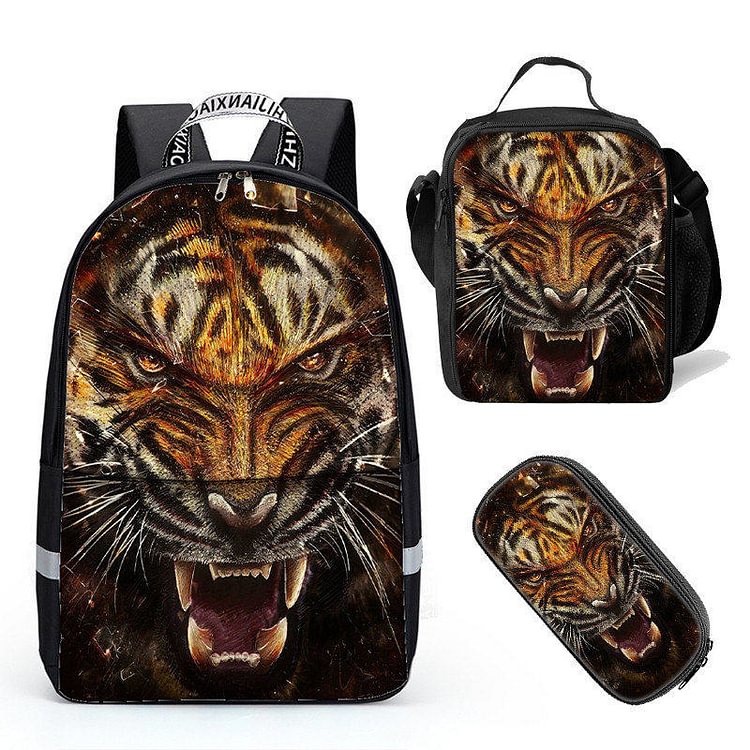 Mayoulove Deeprint Cool 3D Tiger  School Book Bag Printing Backpacks for Boys Girls-Mayoulove