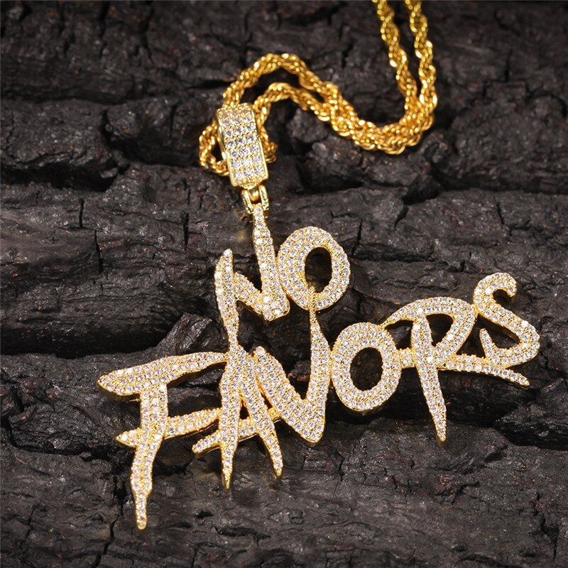 Iced Out NO FAVORS Letters Pendant Necklace Hip Hop Jewelry-VESSFUL