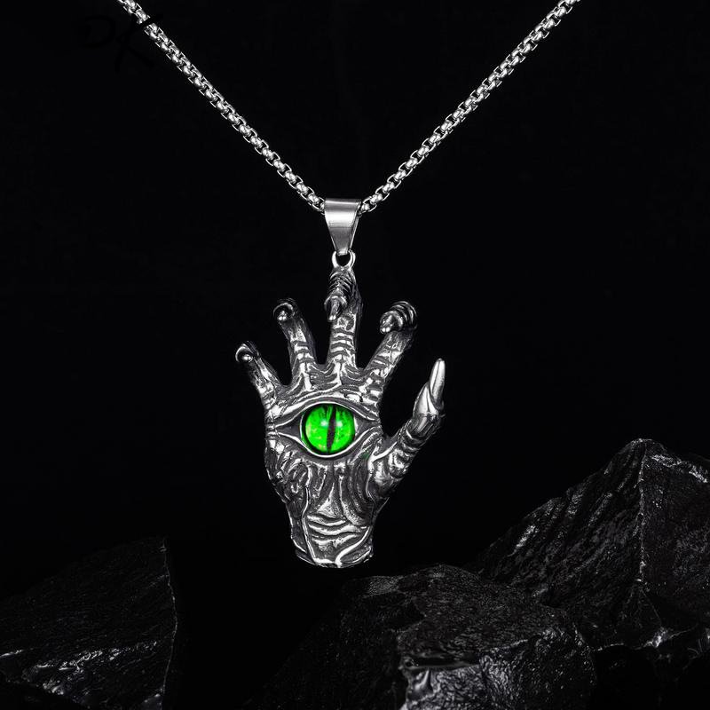 Dragon Claw Green Evil Eye Pendant Necklace / Techwear Club / Techwear