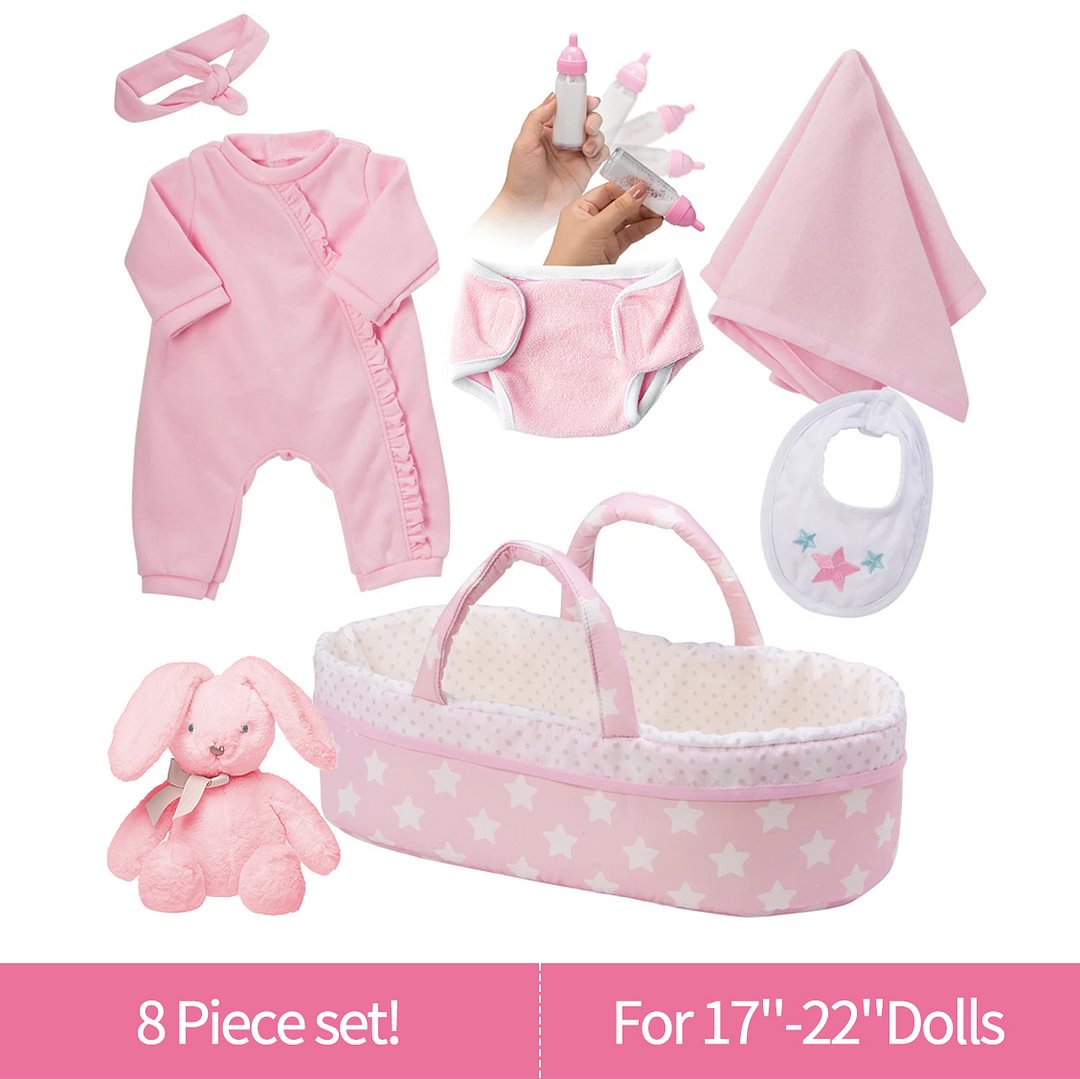 [It's a Girl!] Adoption Reborn Baby Clothes Essentials-8pcs Gift Set [Suitable for 17''-22" Doll] -Creativegiftss® - [product_tag]