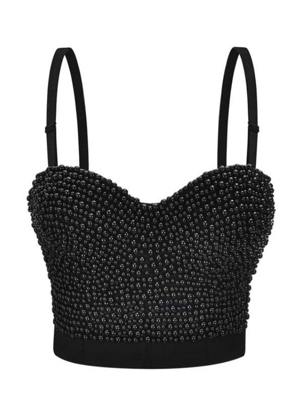 Fashion Beaded Sequins Push Up Crop Top Bra