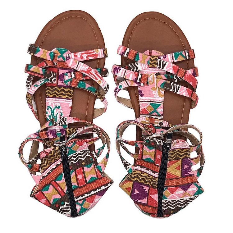 Bohemian Women Flat Shoes Summer Gladiator Roman Sandal Colorful Boho Sandalias Mujer Colorful