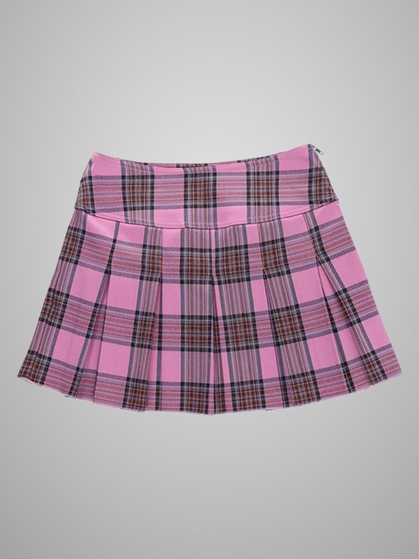 Sexy Pleated Checkered Color-block Skirts