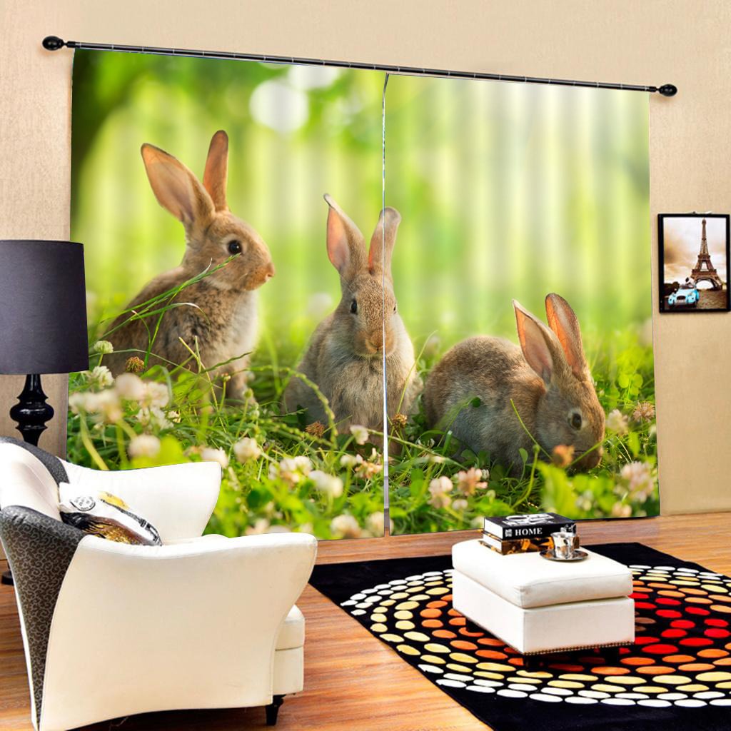 3D Curtains Cute Rabbit Curtains - vzzhome
