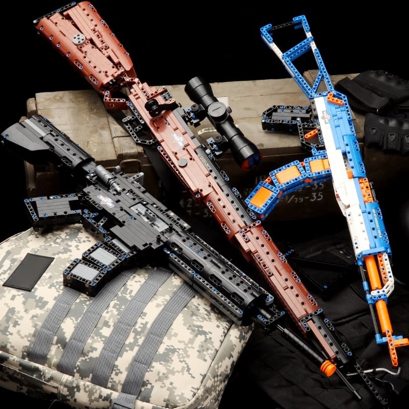 🧩SWAT LEGO Brick Gun - Shootable 98K AK M4 M16 UZI Desert Eagle