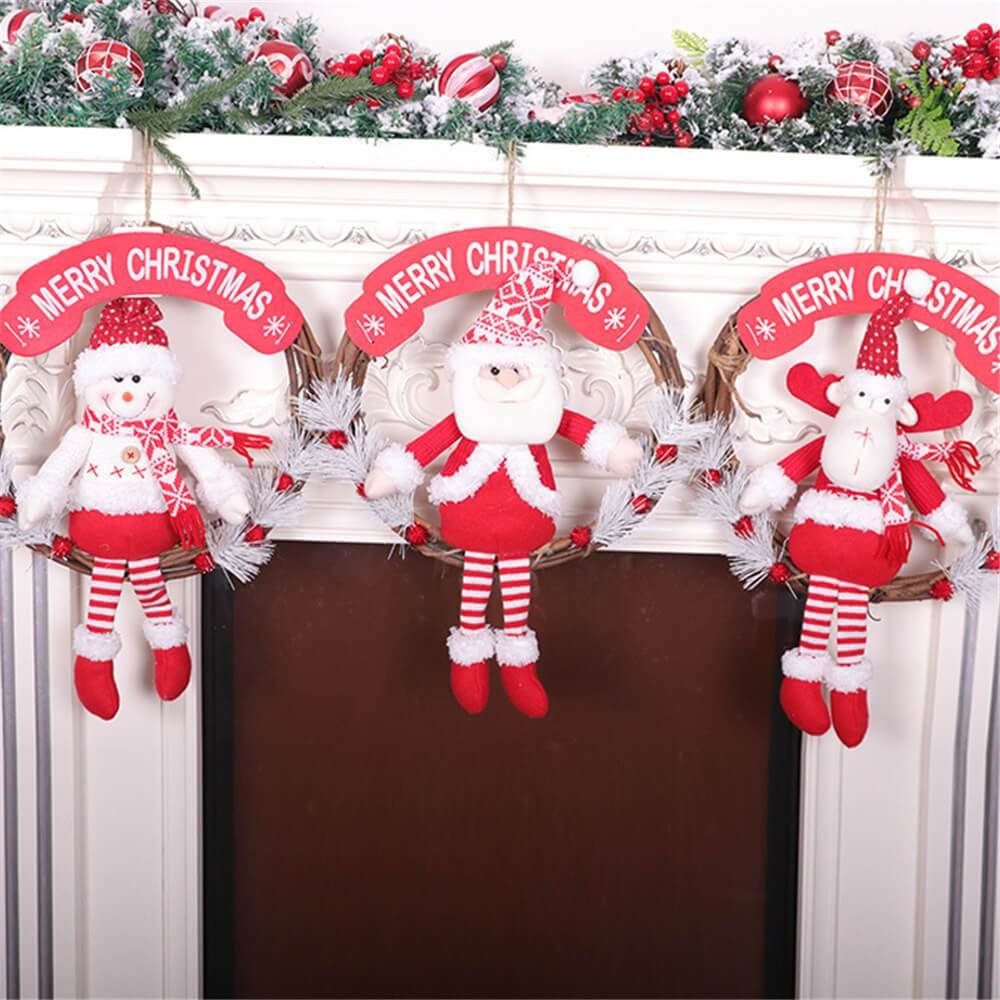 Merry Christmas Decor Indoor Outdoor Wreath Snowman Santa Christmas Hanging Decorations、、sdecorshop
