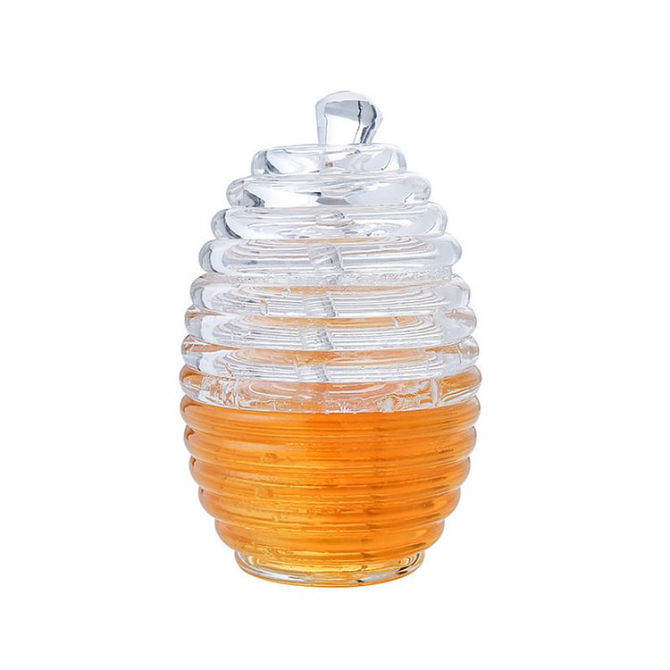 Bee Honey Jar with Stirring Rod Honey Juice Jam Jar Drizzler Dispenser Tool