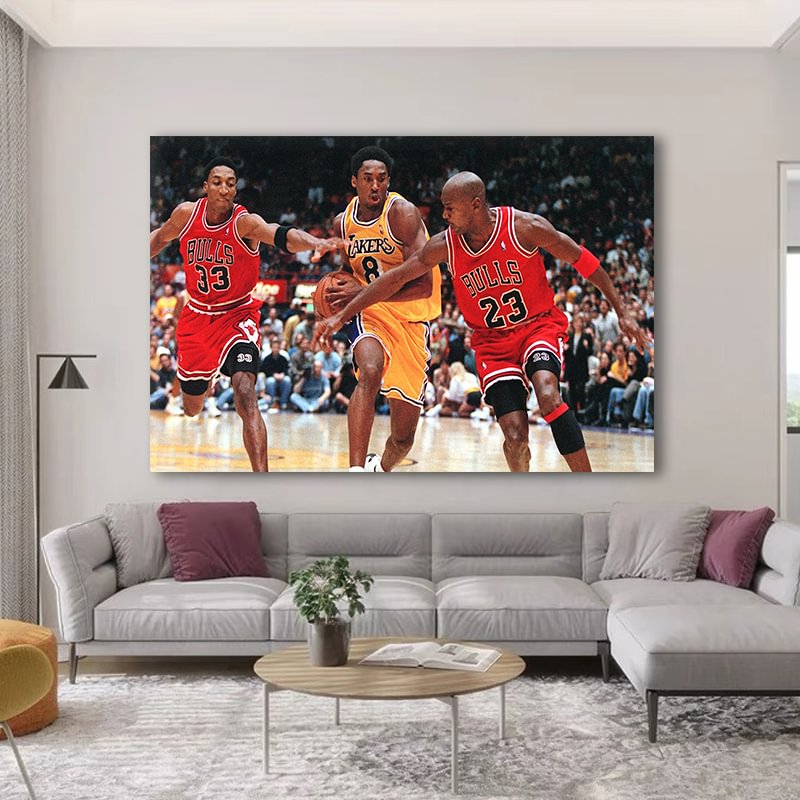 Chicago Bulls vs Los Angeles Lakers Canvas Wall Art