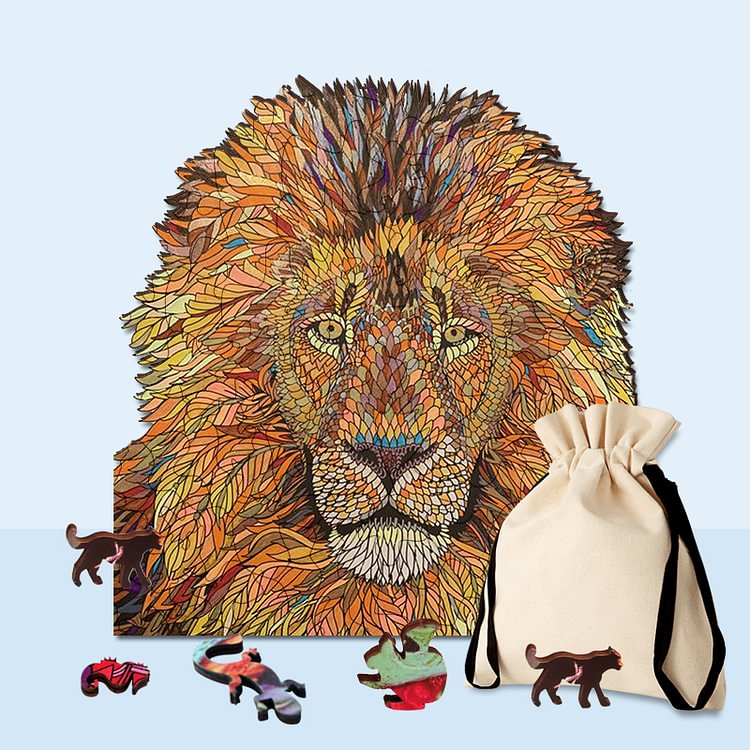 Yellow Lion Wooden Jigsaw Puzzle