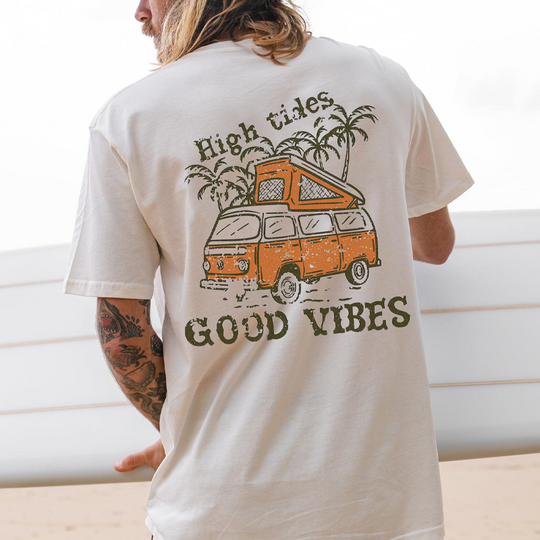 High Tides Good Vibes Casual T-shirt - Cloeinc
