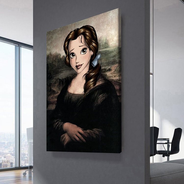 Belle Disney In Da Vinci Style Monalisa Canvas Wall Art