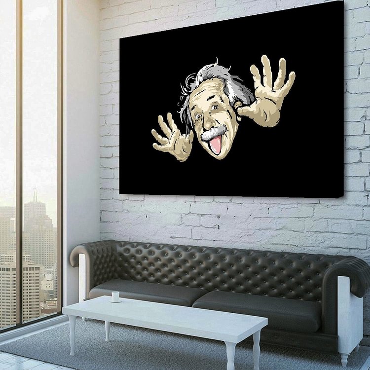 Albert Einstein Funny Canvas Wall Art