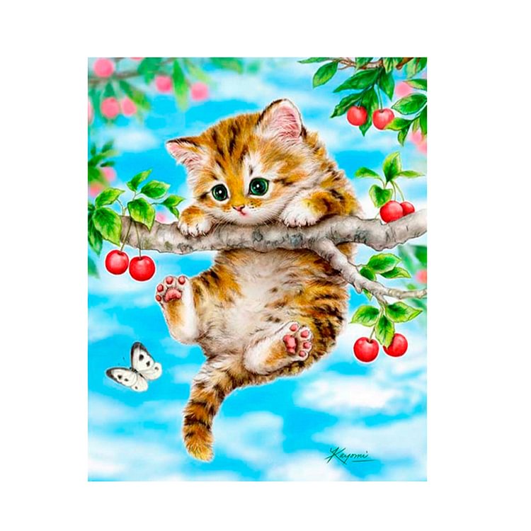 Cartoon Animal Cat Round Drill Diamond Painting 30X40CM(Canvas)-gbfke