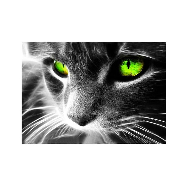 Green Eye Cat - Round Drill Diamond Painting - 40x30cm(Canvas)