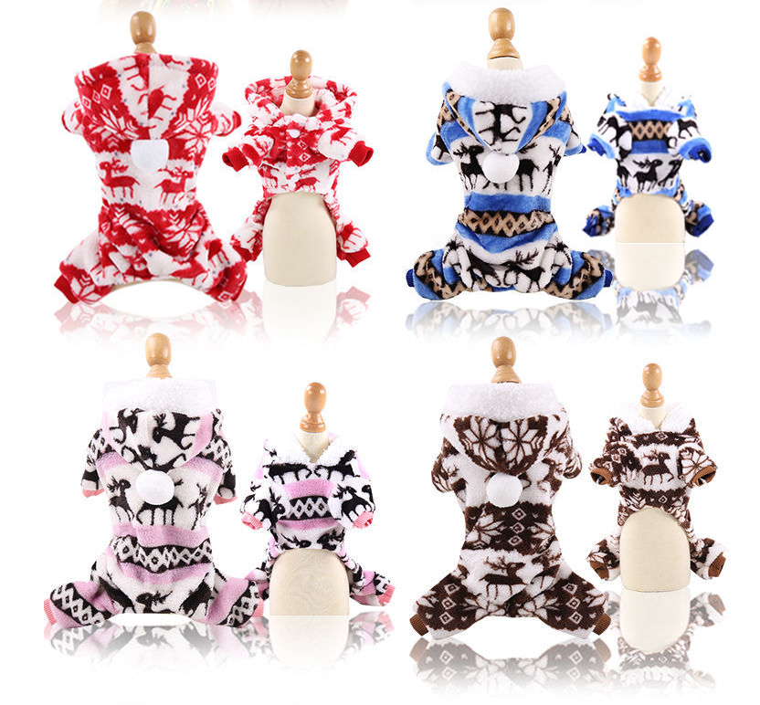 Pet Hoody Traditional Christmas Print In 4 Colors - vzzhome