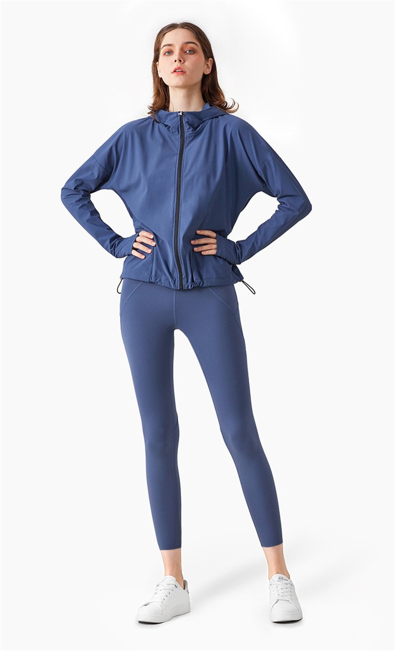 Women's activewear jackets with thumb holes