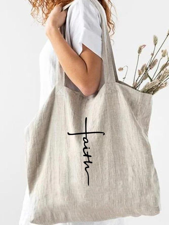 Faith Printed Handmade Cotton And Linen Comfortable Cloth Bag-Mayoulove