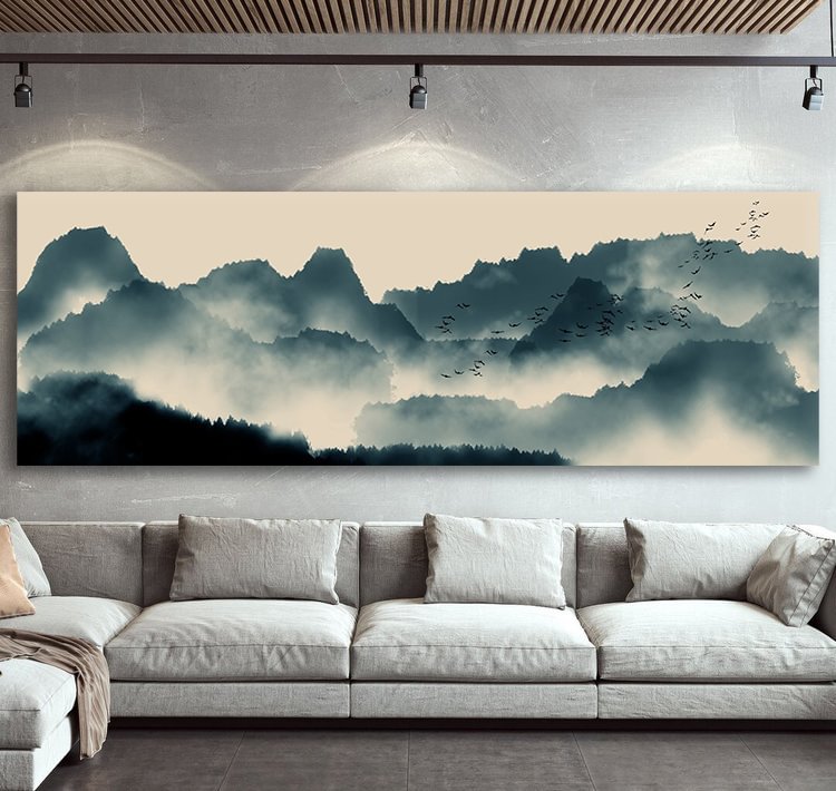 Japanese Mountain Landscape Canvas Wall Art