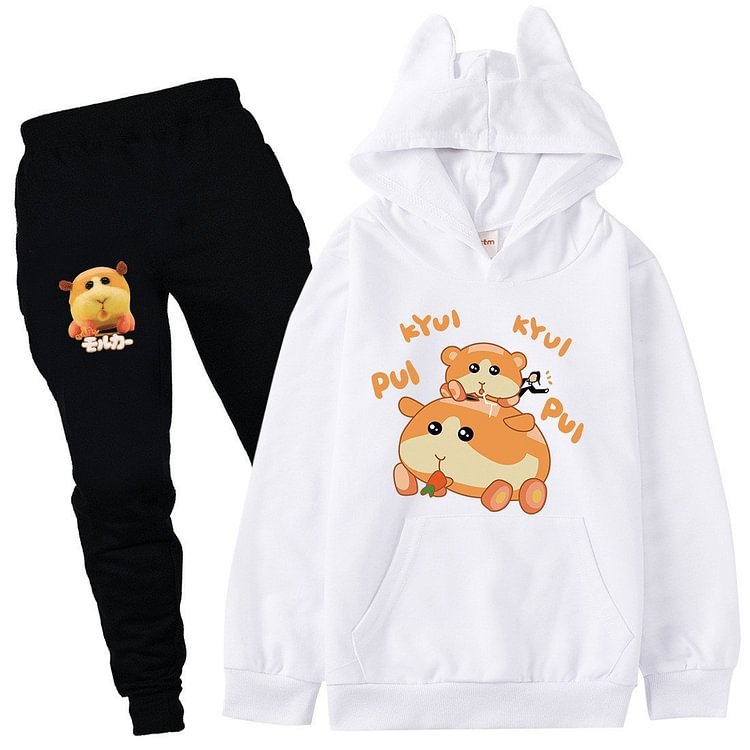 Mayoulove Cute Pui Pui Print Girls Boys Cotton Hoodie And Sweatpants Sport Suit-Mayoulove