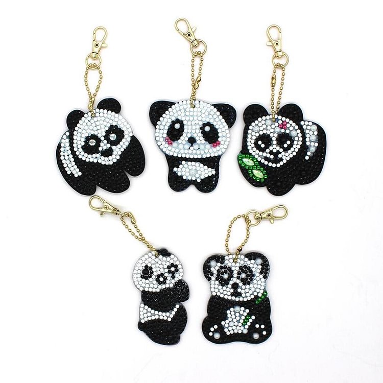 5pcs Panda Type DIY Diamond Painting Keychain Cadeau