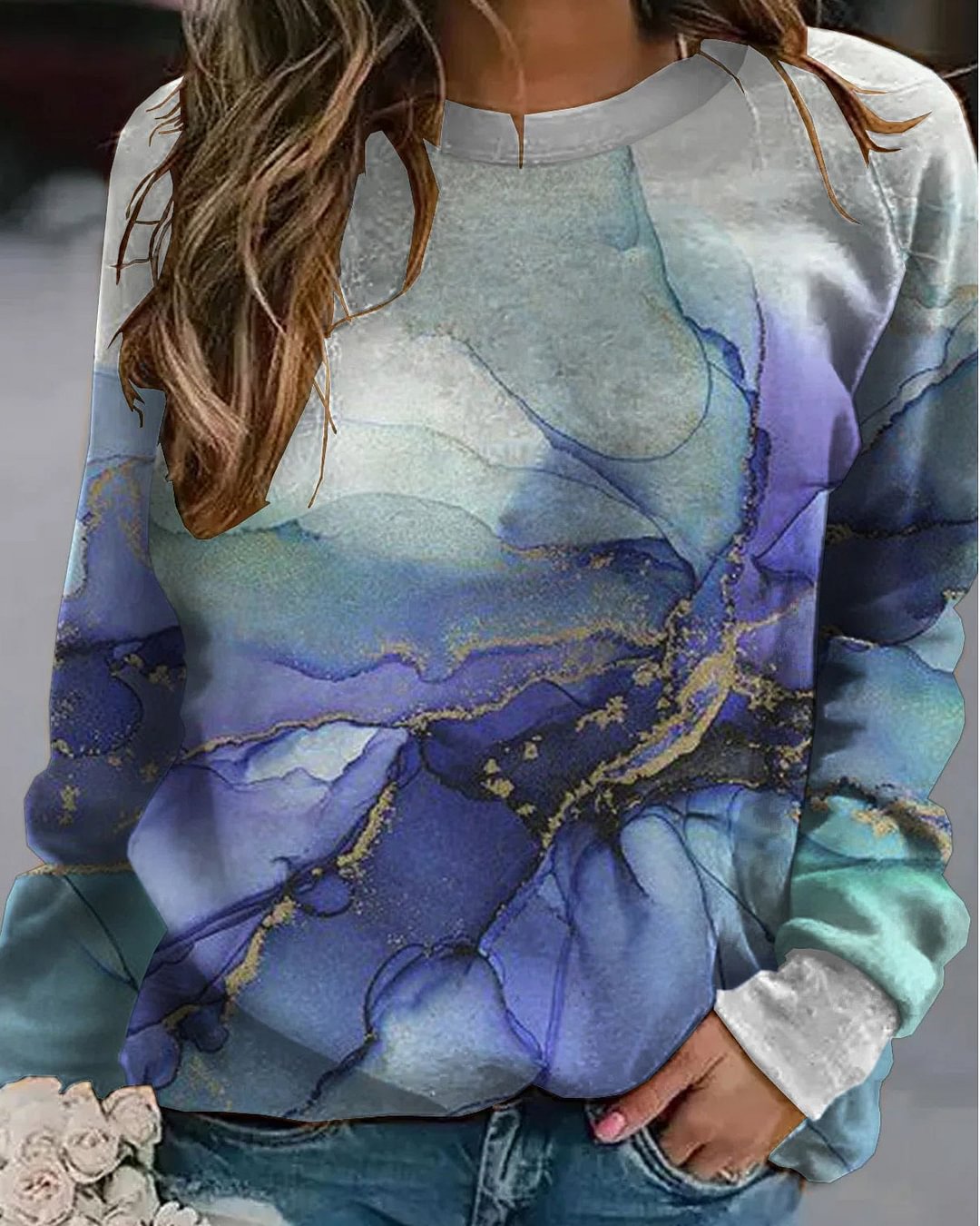 Women Fashion Plus Size Casual Vintage Printed Holiday Tops&Sweatshirts