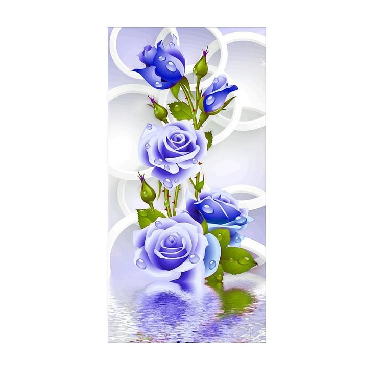 Fleur de rose bleue - Diamant rond partiel -