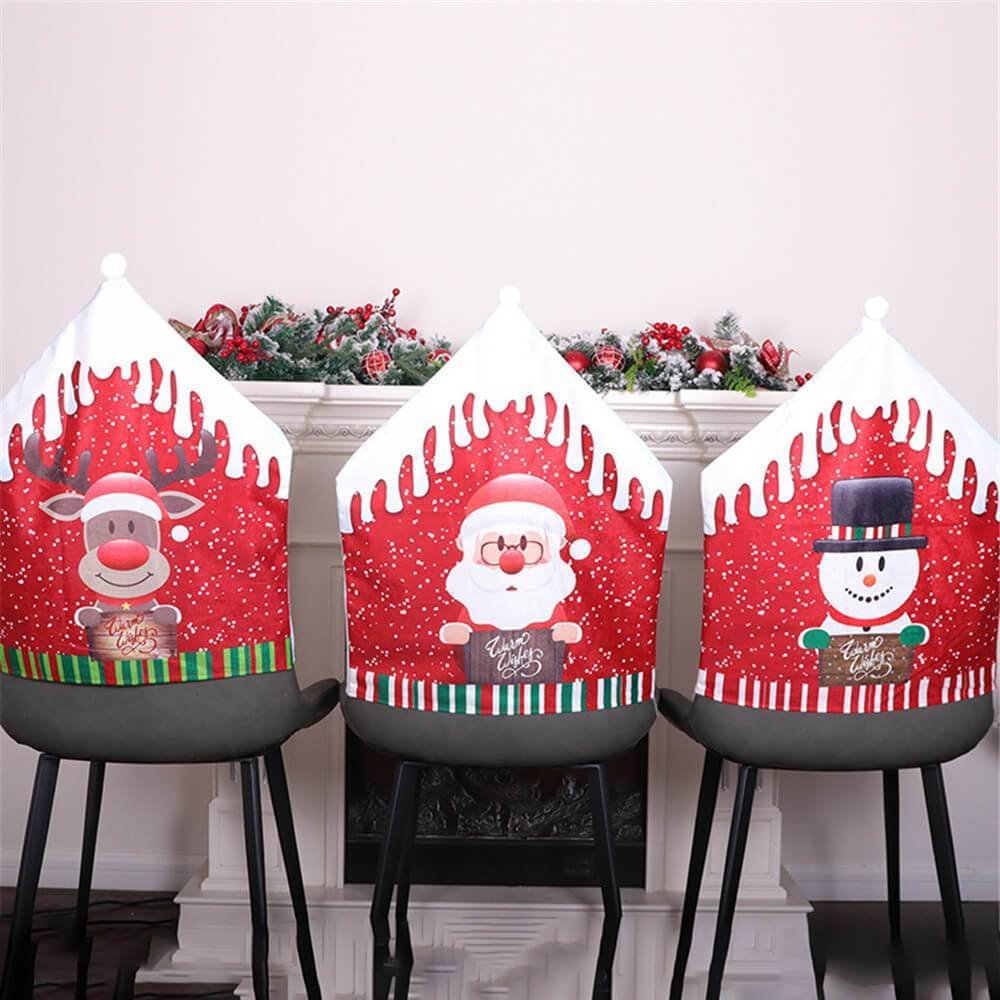 Christmas Dinner Chair Back Covers Dining Room Decor Christmas Chair Covers