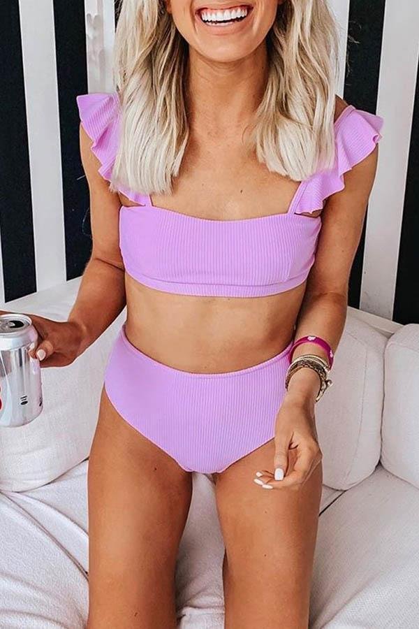 Women Flounce Design Light Pink Bikini Set-Allyzone-Allyzone