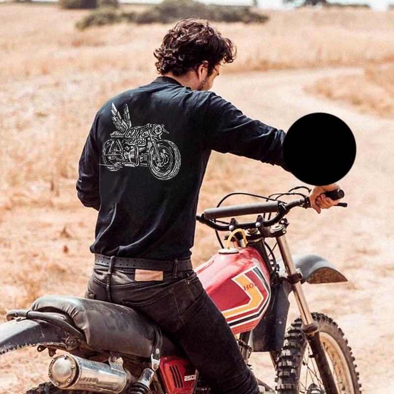 UPRANDY Cool Motorcycle Printed Men's Long-sleeved T-shirt -  UPRANDY