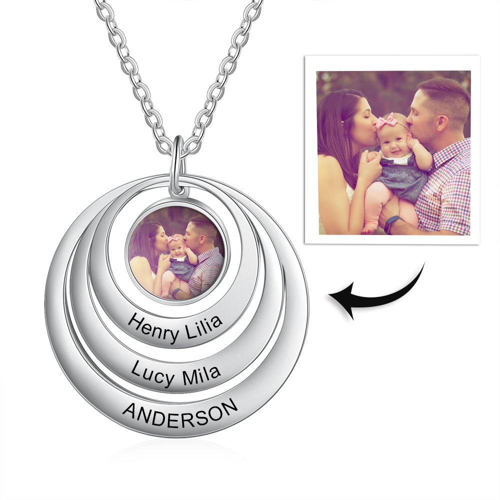 Family Picture Necklace with 3 Names