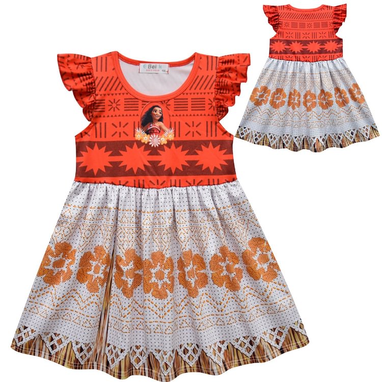 Mayoulove Moana Princess Cosplay Dress for Baby Girls Bodysuit Halloween Fancy Jumpsuits-Mayoulove