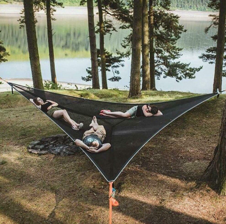 MULTI-PERSON HAMMOCK- PATENTED 3 POINT DESIGN Portable Hammock,Multi-functional Triangle Aerial Mat,Tree House Air Sky Tent,Convenient Camping Sleep - Sean - Codlins