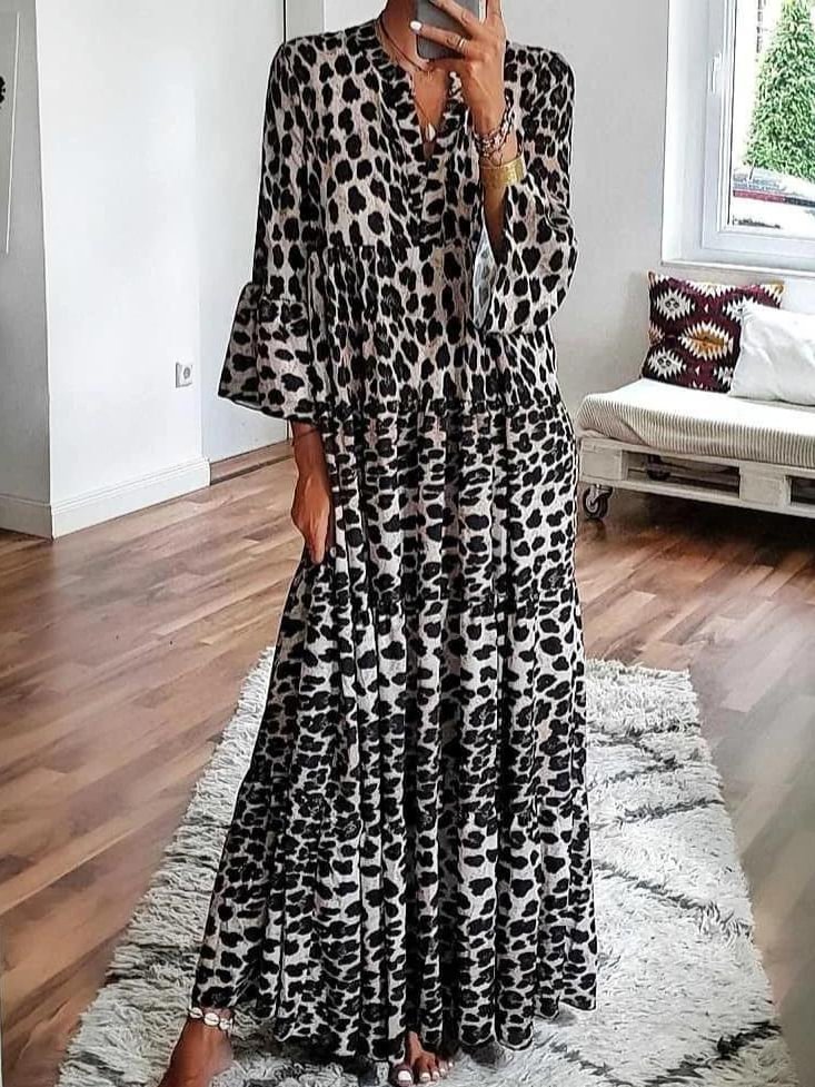 Animal Instinct Leopard Print Maxi Dress