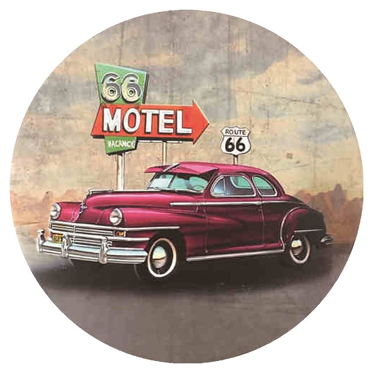Car - Round Vintage Tin Signs/Wooden Signs - 30x30cm