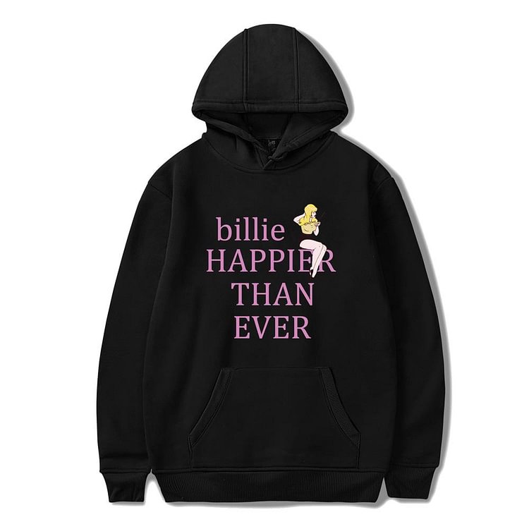 Billie Eilish Print Hoodie Happier Than Ever Printed Sweatshirt-Mayoulove