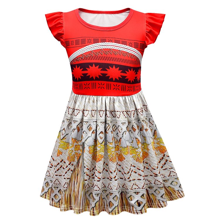 Children's doll skirt ocean romance Moana cosplay clothing girl dress Feifei sleeve skirt 80483-Mayoulove