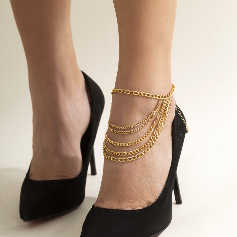 1PC Multi Layered Cuban Link Tassels Anklet for Women-VESSFUL